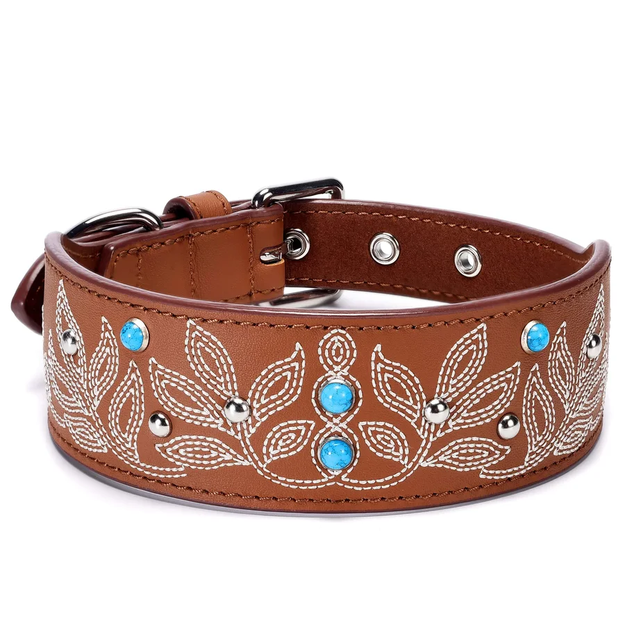 Blueberry Pet Western Full-Grain Leather Dog Collar product image