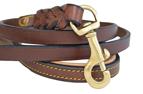 Soft Touch Collars Leather Braided Dog Leash, Brown 4 ft product image